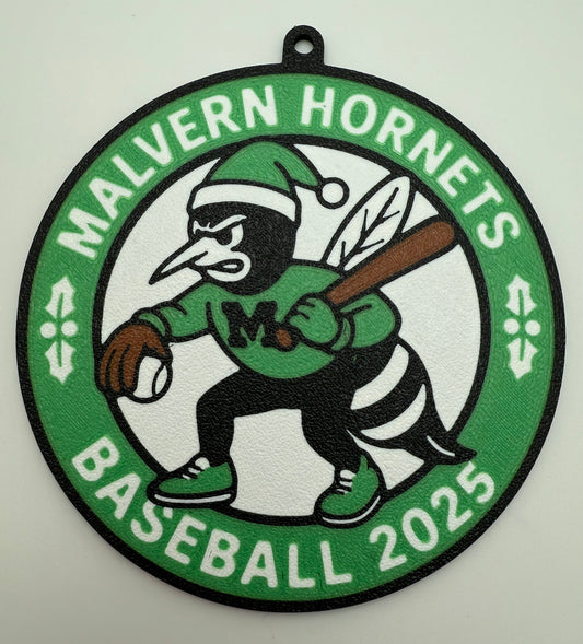 Malvern Hornet Baseball Christmas Ornament